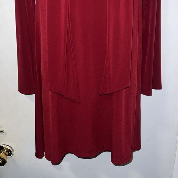 ARIELLA Burgundy Tie Collar Tunic Dress-S - Picture 3 of 8